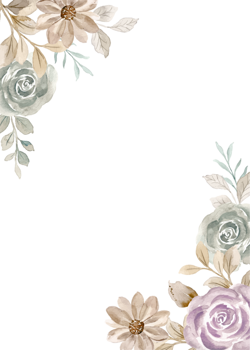 Watercolor Floral Corner Border